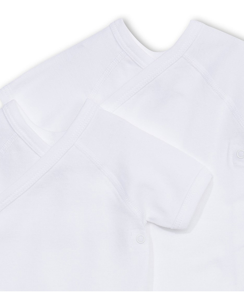 Petit Bateau Short-Sleeved Kimono Bodysuits (Set of Two) - White - 100% Cotton Short Sleeves Bodies