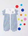 Petit Bateau Short Striped Romper - White and Blue - 100% Cotton Short Rompers