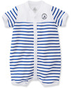 Petit Bateau Short Striped Romper - White and Blue - 100% Cotton Short Rompers