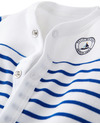 Petit Bateau Short Striped Romper - White and Blue - 100% Cotton Short Rompers