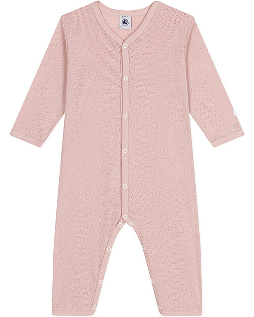Petit Bateau Sleepsuit Openwork Cotton - Poppers Fastening - Pink Babygrows