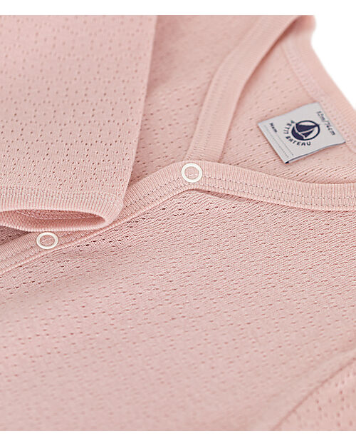 Petit Bateau Sleepsuit Openwork Cotton - Poppers Fastening - Pink Babygrows