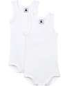 Petit Bateau Sleeveless Bodysuit, 2-pack - White - 100% Cotton Short Sleeves Bodies