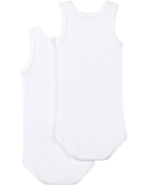 Petit Bateau Sleeveless Bodysuit, 2-pack - White - 100% Cotton Short Sleeves Bodies