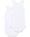 Petit Bateau Sleeveless Bodysuit, 2-pack - White - 100% Cotton Short Sleeves Bodies