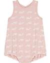 Petit Bateau Sleeveless Bodysuits - Pink - White Whales - Organic Cotton Short Rompers