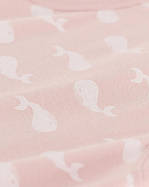 Petit Bateau Sleeveless Bodysuits - Pink - White Whales - Organic Cotton Short Rompers