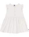 Petit Bateau Sleeveless Dress with Ruffles - White - A-line Cut - Organic Cotton Dresses_