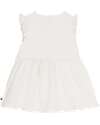 Petit Bateau Sleeveless Dress with Ruffles - White - A-line Cut - Organic Cotton Dresses_