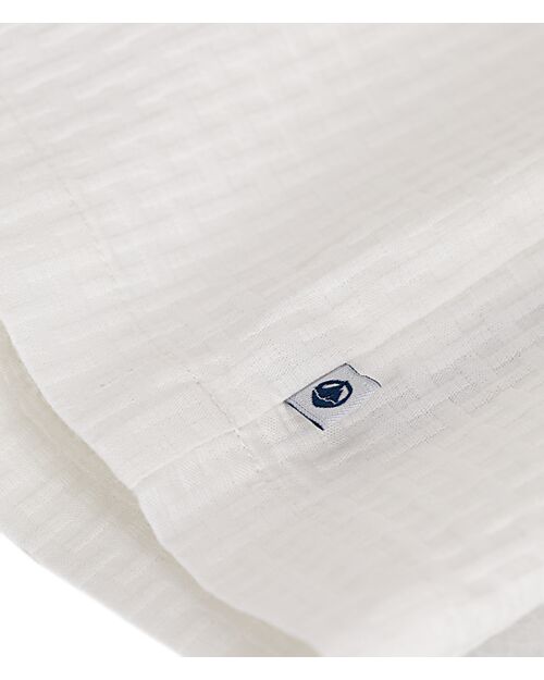 Petit Bateau Sleeveless Dress with Ruffles - White - A-line Cut - Organic Cotton Dresses_