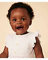 Petit Bateau Sleeveless Dress with Ruffles - White - A-line Cut - Organic Cotton Dresses_