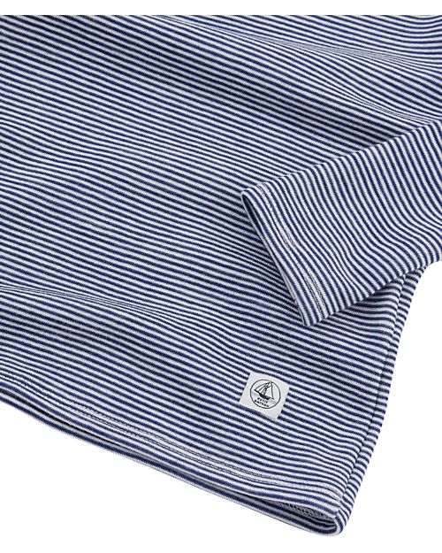 Petit Bateau Striped Long Sleeved T-Shirt - Blue/White - Wool and Cotton Long Sleeves Tops