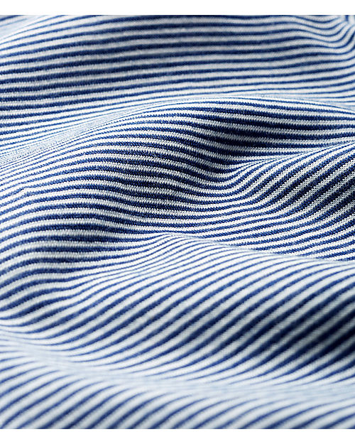 Petit Bateau Striped Long Sleeved T-Shirt - Blue/White - Wool and Cotton Long Sleeves Tops