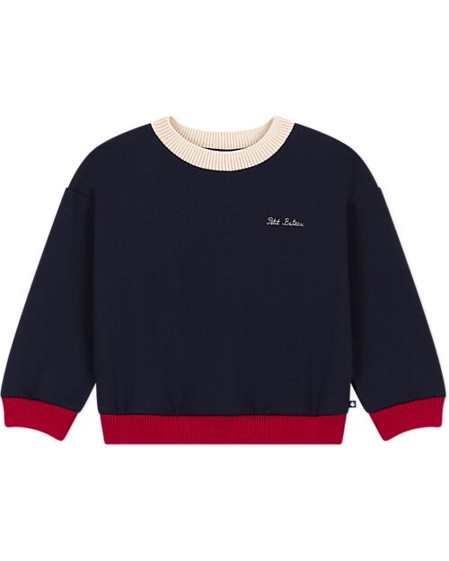 Petit Bateau Sweater - Petit Bateau - Blu - 100% Cotton Fleece Jumpers
