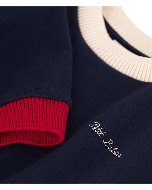 Petit Bateau Sweater - Petit Bateau - Blu - 100% Cotton Fleece Jumpers