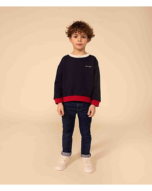 Petit Bateau Sweater - Petit Bateau - Blu - 100% Cotton Fleece Jumpers