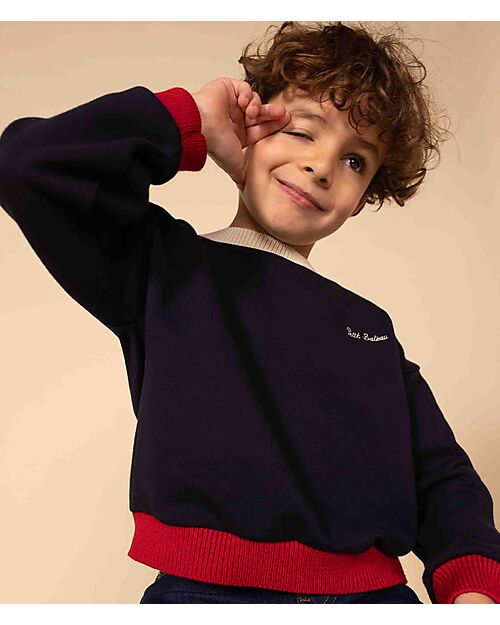 Petit Bateau Sweater - Petit Bateau - Blu - 100% Cotton Fleece Jumpers
