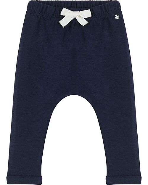 Petit Bateau Sweatpants - with Drawstring - Blue - 100% Cotton Jersey Trousers