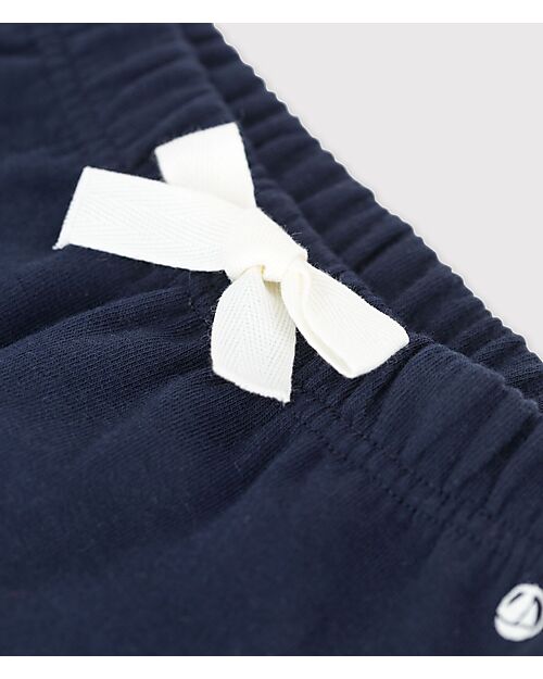 Petit Bateau Sweatpants - with Drawstring - Blue - 100% Cotton Jersey Trousers