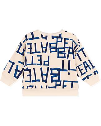 Petit Bateau Sweatshirt - Petit Bateau - White with Blue Prints - 100% Organic Cotton Fleece Sweatshirts