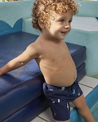 Petit Bateau Swim Shorts - Dark Blue - Sea Animal Swimming Trunks