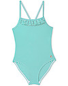 Petit Bateau Swimsuit with Frills - Green/White Stripes Swimsuits