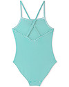 Petit Bateau Swimsuit with Frills - Green/White Stripes Swimsuits