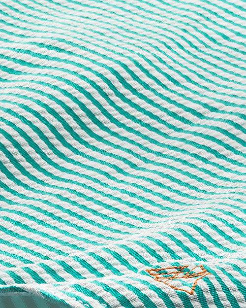 Petit Bateau Swimsuit with Frills - Green/White Stripes Swimsuits