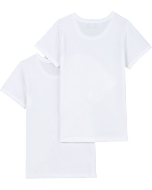 Petit Bateau T-Shirt - Pack of 2 - White - with Embroidered Collar - 100% Organic Cotton T-shirts