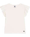 Petit Bateau T-shirt with Ruffled Sleeves - White - 100% Organic Cotton T-shirts