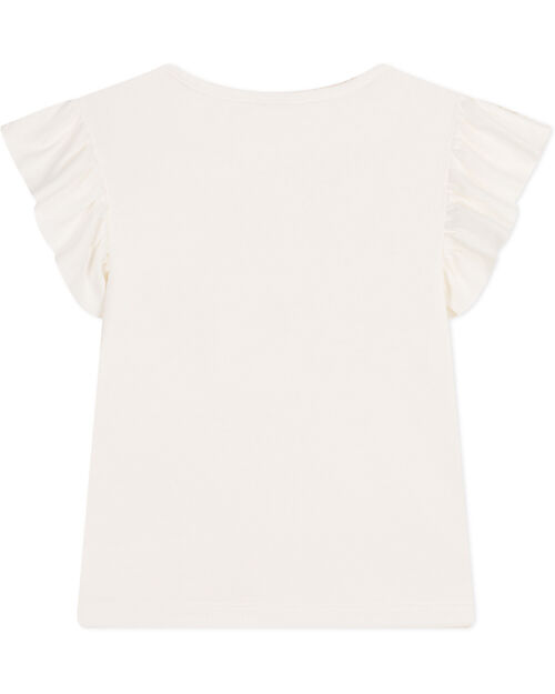 Petit Bateau T-shirt with Ruffled Sleeves - White - 100% Organic Cotton T-shirts