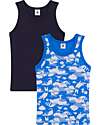 Petit Bateau Tank Top - Pack of 2 - Blue and Sky Blue - 100% Organic Cotton Vests
