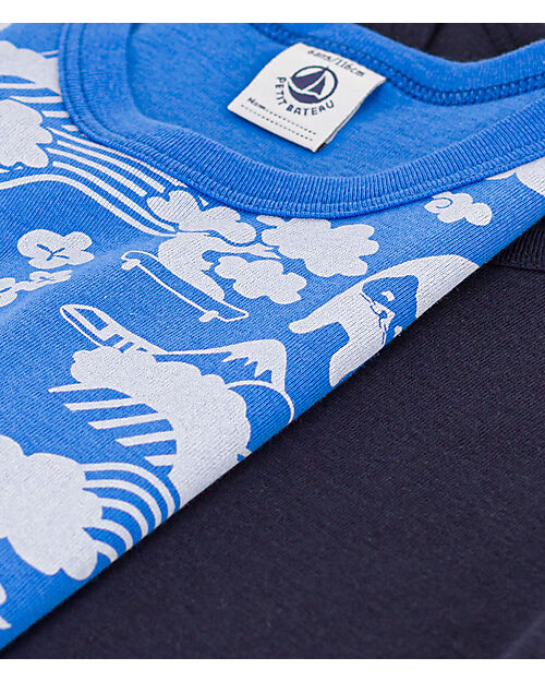 Petit Bateau Tank Top - Pack of 2 - Blue and Sky Blue - 100% Organic Cotton Vests