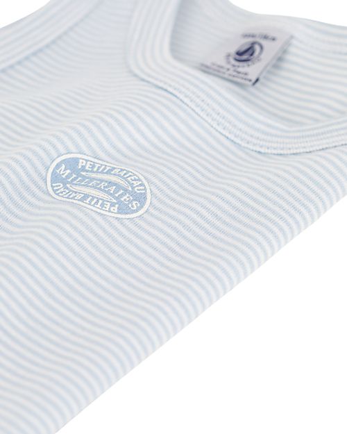 Petit Bateau Tank Top - Pack of 2 - Striped Light Blue/White - 100% Cotton Vests
