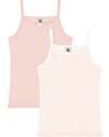 Petit Bateau Tank Top with Straps - Pack of 2 - Pink - Flowers - 100% Organic Cotton Vests