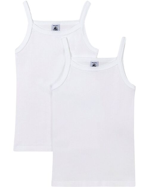 Petit Bateau Tank Top with Straps - Pack of 2 - White - 100% Organic Cotton Vests