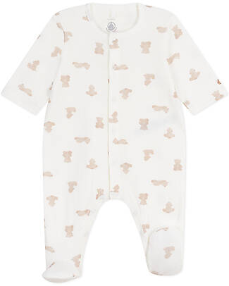 Petit Bateau Tubular Cotton Romper - White - Teddy - 100% Cotton Babygrows