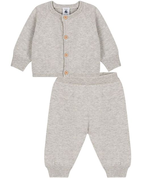 カーディガン PETIT BATEAU - petit bateau cardigan & Y&O pants set. Petit Bateau Two-piece cardigan and Pants Set - Grey - Wool