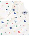 Petit Bateau Velour Pajama Set - Shirt/Pants - Hearts - White - 100% Cotton Pyjamas
