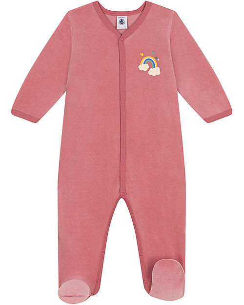 Petit Bateau Velvet Romper - Rosewood - Extreme Softness Babygrows