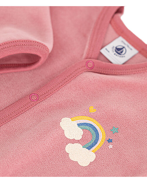 Petit Bateau Velvet Romper - Rosewood - Extreme Softness Babygrows