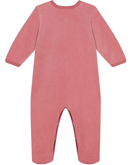 Petit Bateau Velvet Romper - Rosewood - Extreme Softness Babygrows