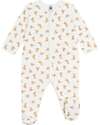 Petit Bateau Velvet Romper - White - Leopard - Extreme Softness Babygrows