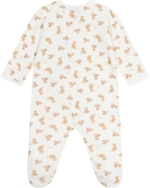 Petit Bateau Velvet Romper - White - Leopard - Extreme Softness Babygrows