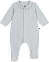 Petit Bateau Velvet Romper with Collar - Grey - 100% Cotton Babygrows