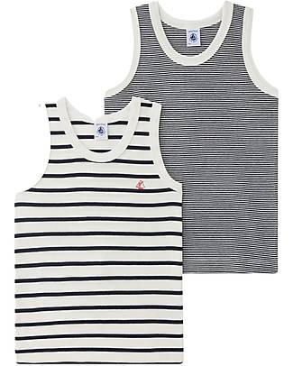 Petit Bateau Vest - 2-Pack - Black and White Stripes - 100% Cotton Vests