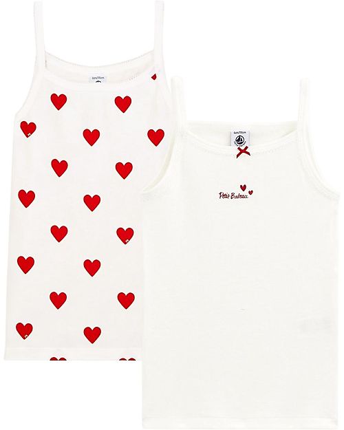 Petit Bateau Vest - 2-Pack -  Heart - 100% Cotton Oeko-Tex Vests