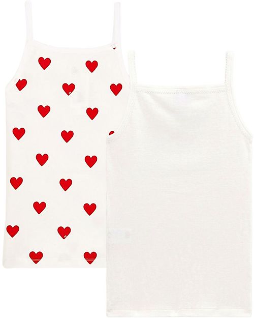 Petit Bateau Vest - 2-Pack -  Heart - 100% Cotton Oeko-Tex Vests