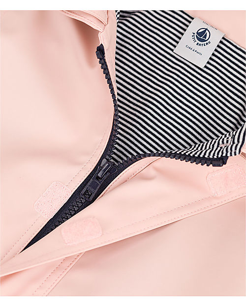 Petit Bateau Waterproof Waxed Jacket - Pink - with Hood Waterproof
