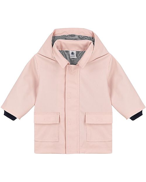 Petit Bateau Waterproof Waxed Jacket Pink with Hood unisex bambini